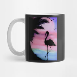 tropical sunset silhouette flamingo Mug